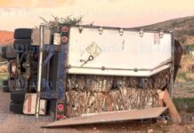Vuelca tráiler cargado de aluminio en las Curvas del Perico