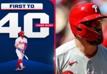 Llega Kyle Schwarber a los 40 HR en la campaña; el primero en hacerlo