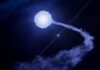 Un púlsar captura el viento estelar de una estrella hipergigante azul